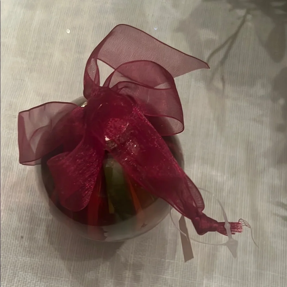 Burgundy Red & Green Swirled Christmas Ornaments (x2)